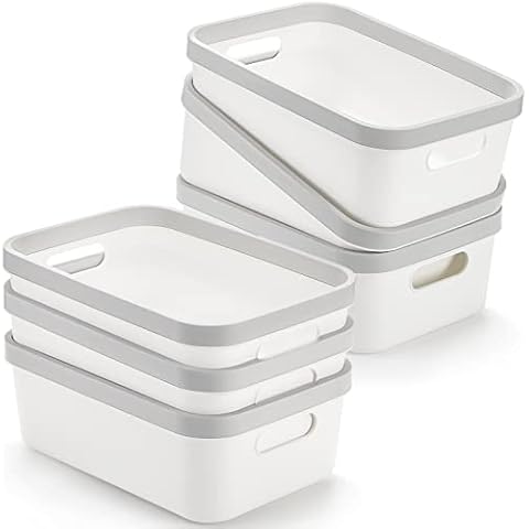  Elsjoy Set of 6 Plastic Storage Bin, 10x 7x 4