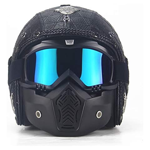 Leather Open-Face Motorbike Helmets